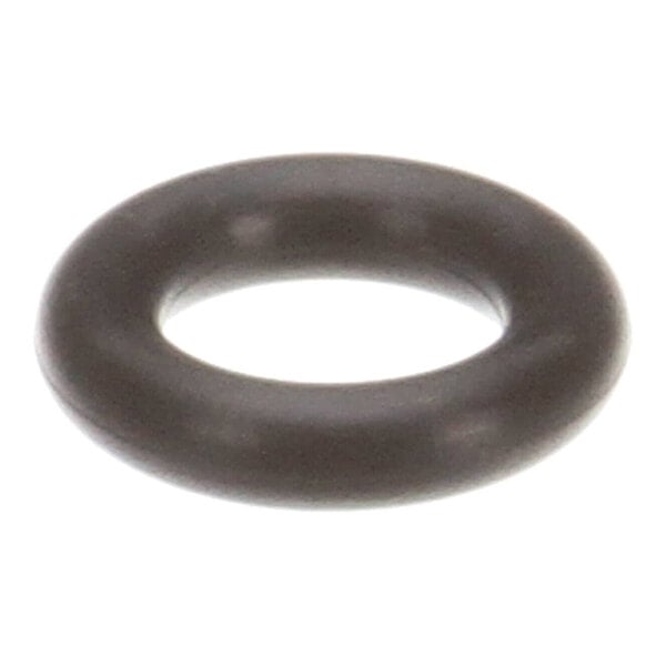 A black, circular rubber-like ring with a smooth surface, viewed from an angle.