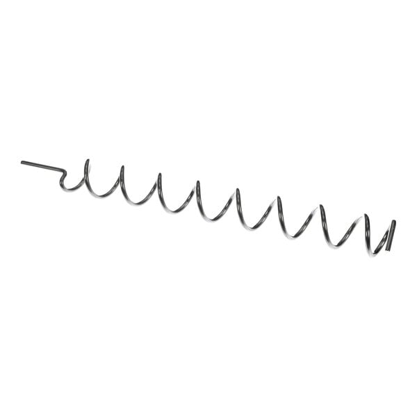 A coiled metal wire with a helical shape and bent ends, resembling an auger or spiral.