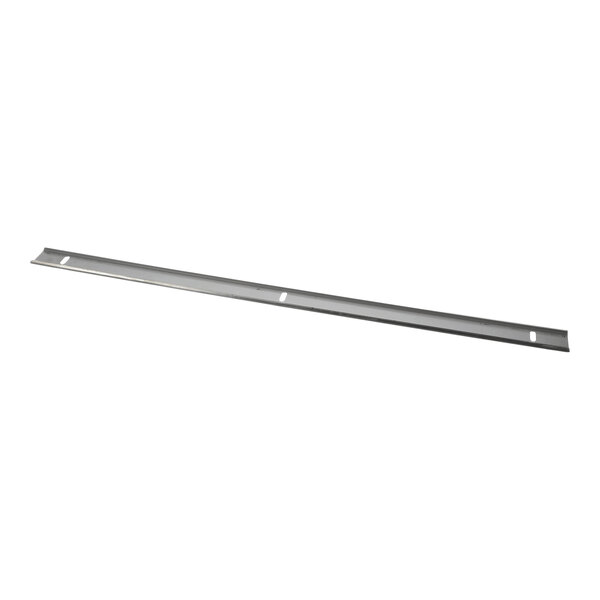 A long, narrow metallic strip with three rectangular cutouts evenly spaced along its length.