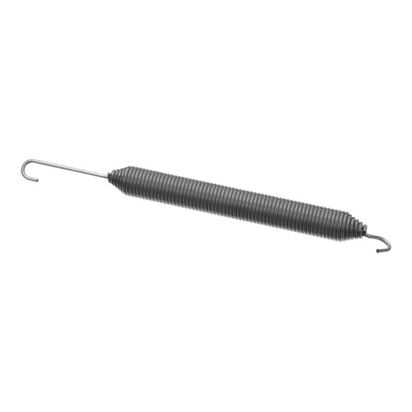 A metal coil spring with hooks on both ends, shown against a white background.
