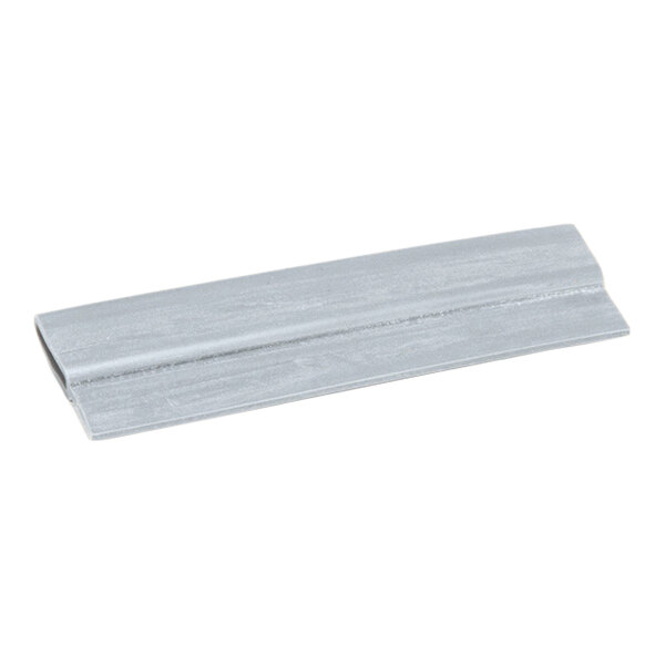 A flat, rectangular, metallic-looking component with a slight central ridge and folded edges, photographed on a white background.