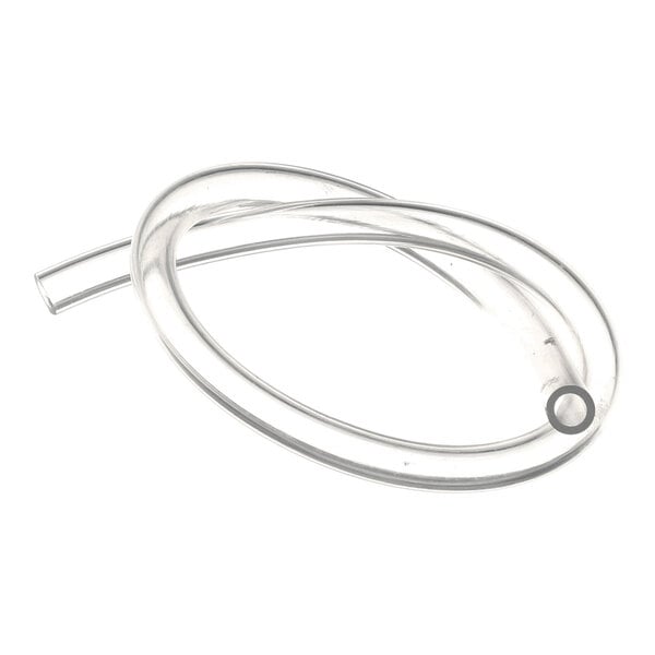 A coiled length of clear, flexible tubing with a hollow interior, shown against a white background.