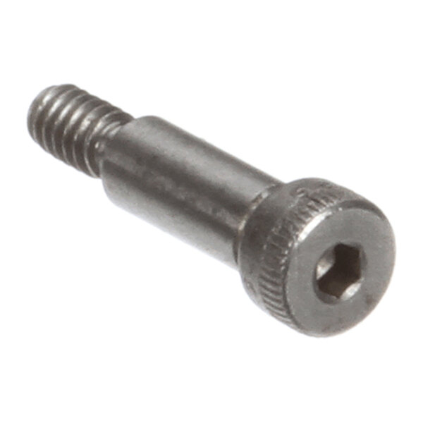 A metal shoulder bolt with a hex socket head and a partially threaded shaft.