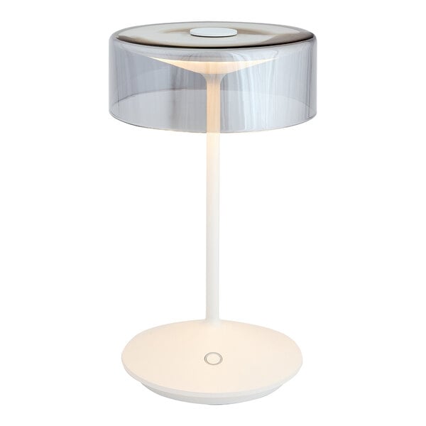 Zafferano America Crystal Pro 10 5/8" White Smoke Glass Cordless Rechargeable Table Lamp