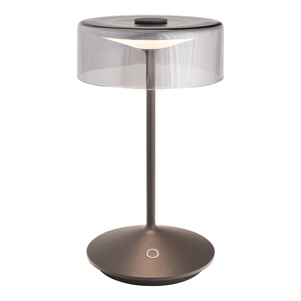 Zafferano America Crystal Pro 10 5/8" Dark Gray Smoke Glass Cordless Rechargeable Table Lamp