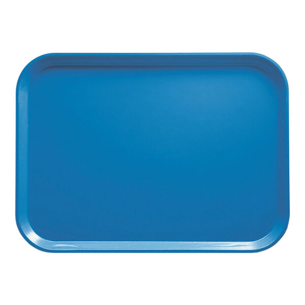 A blue Cambro rectangular fiberglass tray.