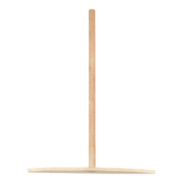 A wooden tool with a long handle and a flat, straight crossbar at the bottom, photographed against a white background.