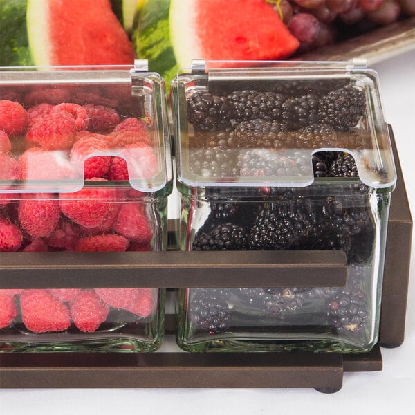 Cal-Mil Notched Plastic Lid with Stainless Steel Hinge - 3/Case