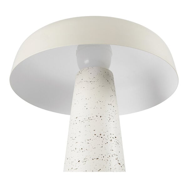 Globe Novogratz 11 1/2" Off-White Metal Cordless Rechargeable LED Table Lamp with Textured Base and Dome Shade - 120V, 3.5W