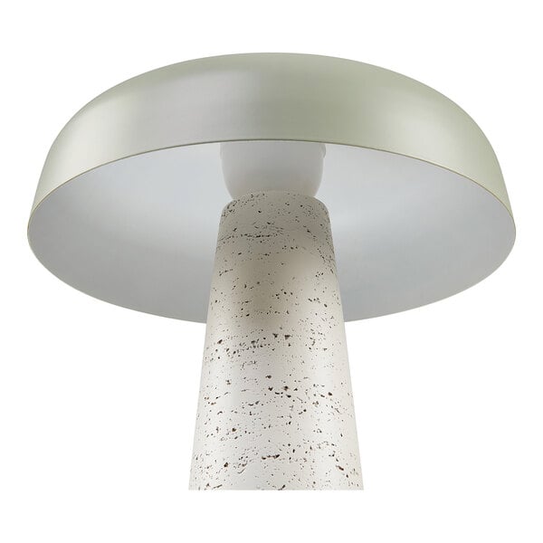 Globe Novogratz 11 1/2" Off-White Metal Cordless Rechargeable LED Table Lamp with Textured Base and Sage Green Dome Shade - 120V, 3.5W