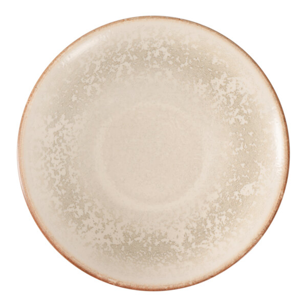 Oneida Cortado by 1880 Hospitality 14.5 oz. Beige / Brown Round Fine Porcelain Bowl - 6/Case