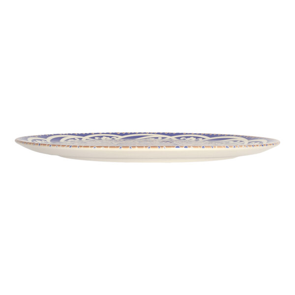 Oneida Passport by 1880 Hospitality 12 5/8" Blue / Cream Round Fine Porcelain Pizza Plate - 6/Case
