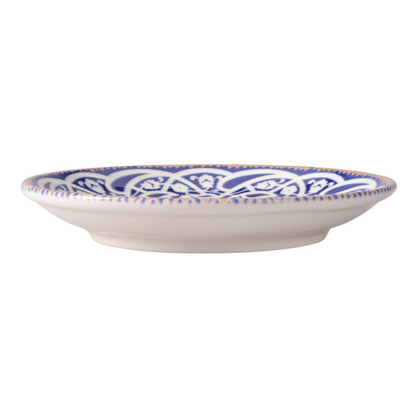 Oneida Passport by 1880 Hospitality 6 5/16" Blue / Cream Round Fine Porcelain Saucer - 6/Case