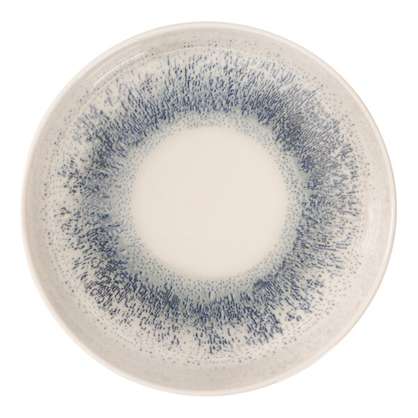 Oneida Noctra by 1880 Hospitality 16.25 oz. Cream / Blue Round Porcelain Bowl - 6/Case