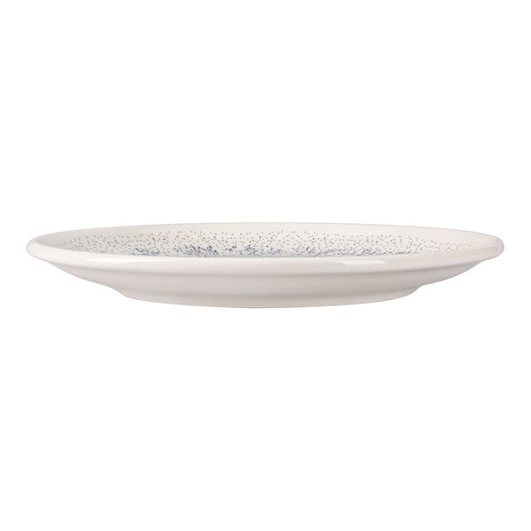 Oneida Noctra by 1880 Hospitality 10 5/8" Cream / Blue Round Porcelain Coupe Flat Plate - 6/Case
