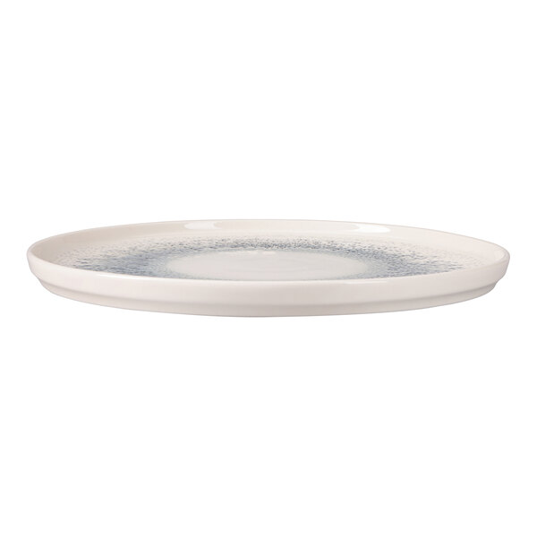 Oneida Noctra by 1880 Hospitality 8 5/16" Cream / Blue Round Porcelain Flat Plate - 6/Case