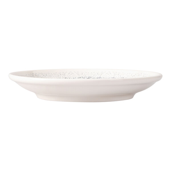 Oneida Noctra by 1880 Hospitality 6 5/16" Cream / Blue Round Porcelain Coupe Saucer - 6/Case