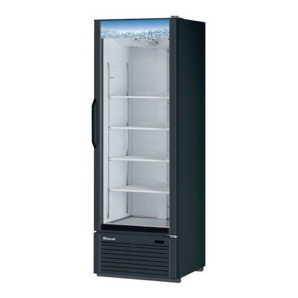 Turbo Air TGM-19B-N6 26 3/8" 15.09 cu. ft. Black 4-Shelf Swing Glass Door Merchandiser Refrigerator - 115V