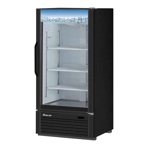 Turbo Air TGM-10B-N6 26 3/8" 8.93 cu. ft. Black 3-Shelf Swing Glass Door Merchandiser Refrigerator - 115V