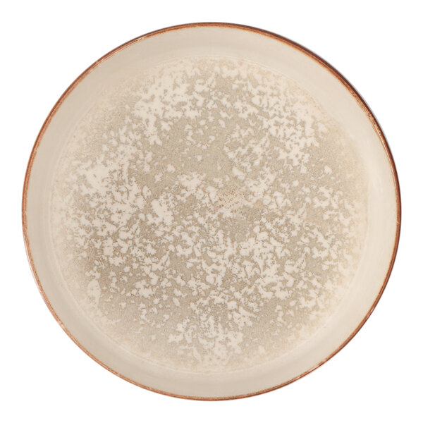 Oneida Cortado by 1880 Hospitality 16.23 oz. Beige / Brown Round Fine Porcelain Stackable Bowl - 6/Case