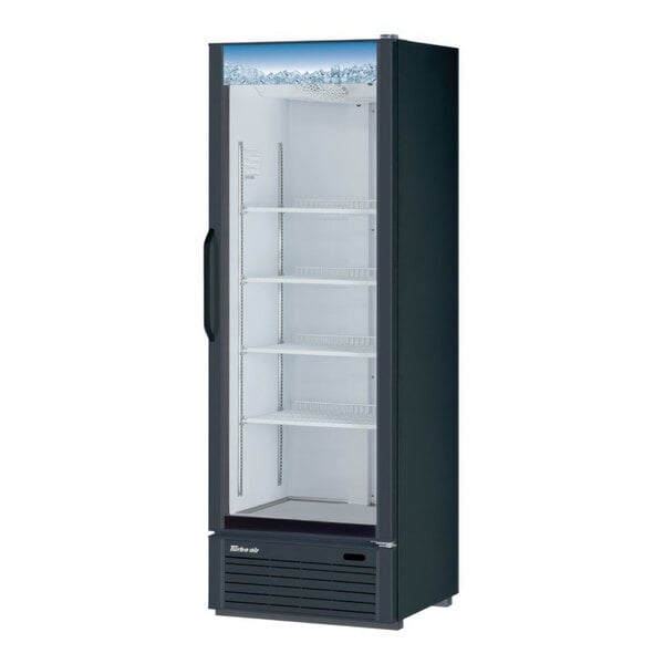 Turbo Air TGM-15B-N6 26 3/8" 14.44 cu. ft. Black 4-Shelf Swing Glass Door Merchandiser Refrigerator - 115V