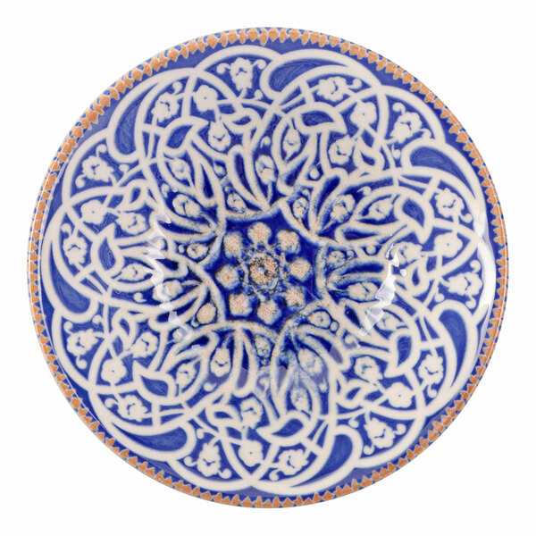Oneida Passport by 1880 Hospitality 14.5 oz. Blue / Cream Fine Porcelain Bowl - 6/Case