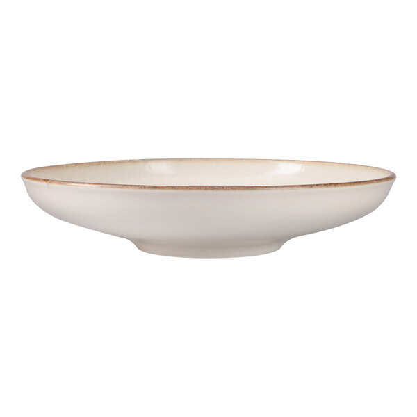Oneida Cortado by 1880 Hospitality 11" Beige / Brown Round Fine Porcelain Deep Plate - 6/Case
