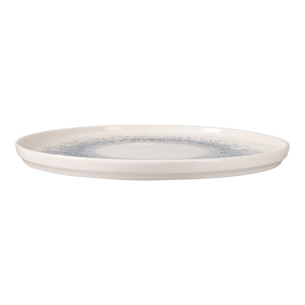 Oneida Noctra by 1880 Hospitality 10 5/8" Cream / Blue Round Porcelain Flat Plate - 6/Case
