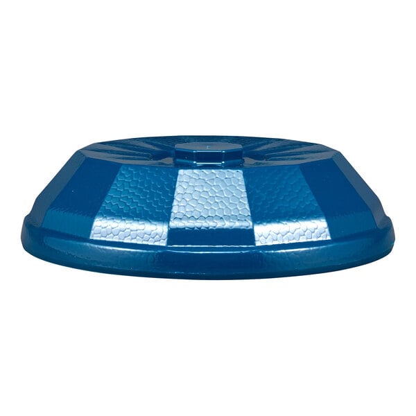 A blue, low-profile, round dome cover with alternating textured and smooth panels.