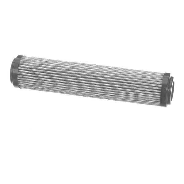 A cylindrical metal mesh filter with black end caps, shown against a white background.