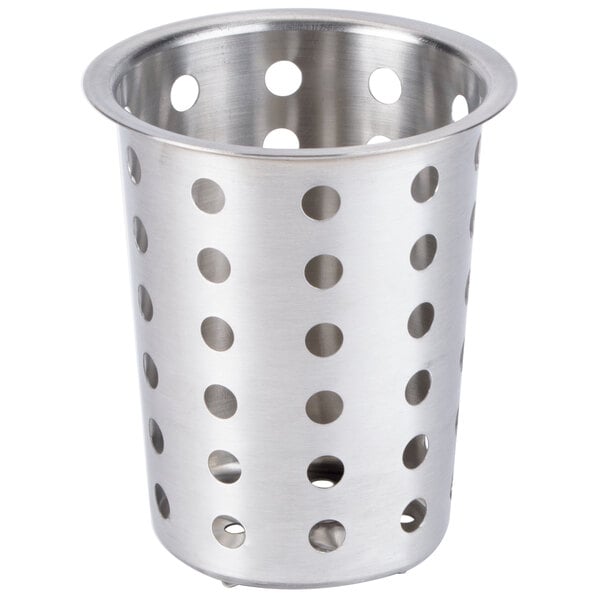 Cal-Mil 4 1/2" x 5 1/2" Perforated Stainless Steel Flatware Cylinder 1017-39 - 3/Case