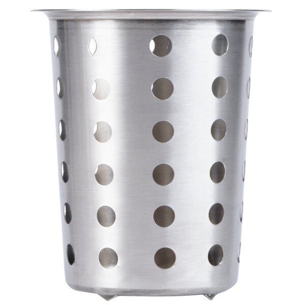 Cal-Mil 4 1/2" x 5 1/2" Perforated Stainless Steel Flatware Cylinder 1017-39 - 3/Case