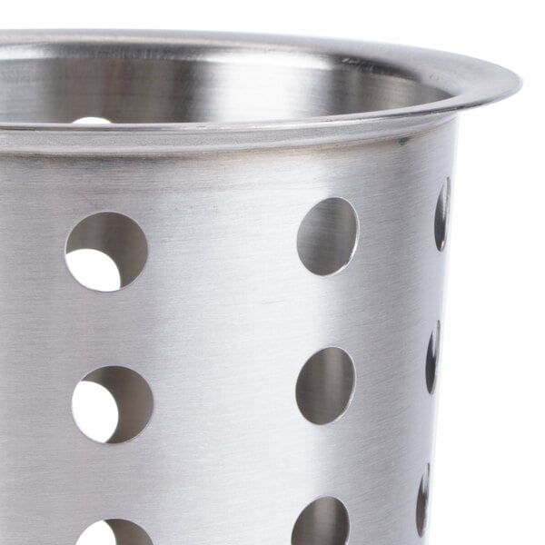 Cal-Mil 4 1/2" x 5 1/2" Perforated Stainless Steel Flatware Cylinder 1017-39 - 3/Case