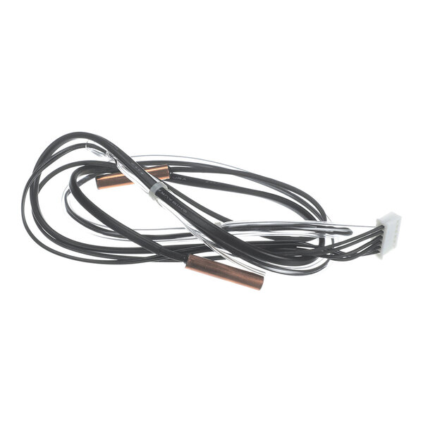 A bundle of black wires with copper cylindrical sensors and a white plastic connector at one end.