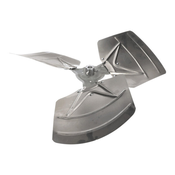 A three-blade metallic propeller fan with a central mounting hub.