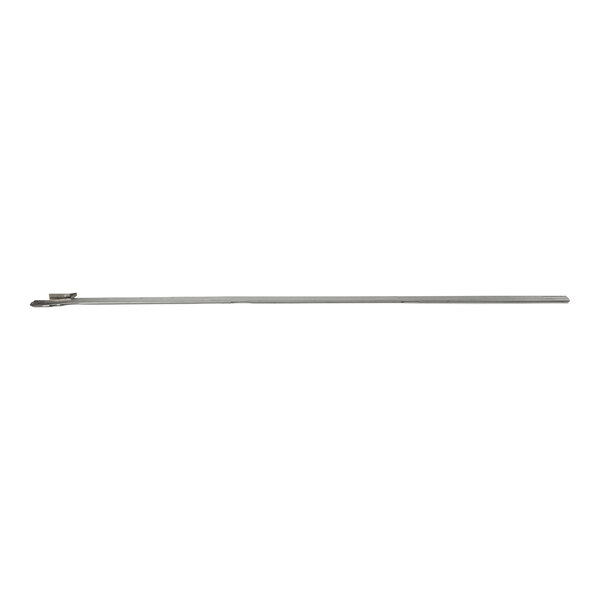 A long, thin metallic rod with a small latch mechanism at one end.