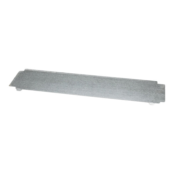 A rectangular, flat metallic panel with slightly raised edges and small tabs on each end, photographed against a white background.