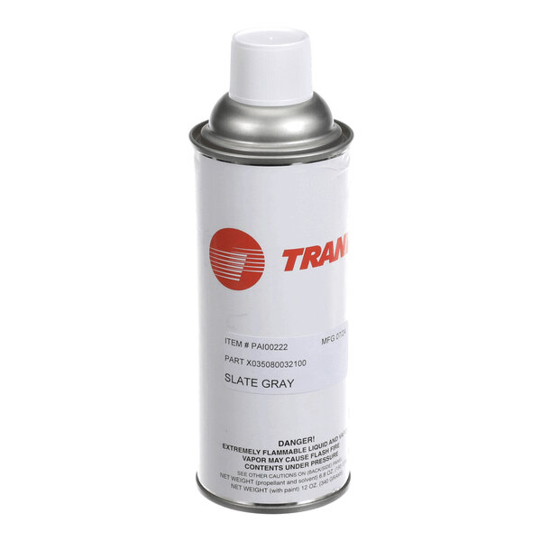 A white aerosol spray paint can with a white cap and a label indicating the color is slate gray.