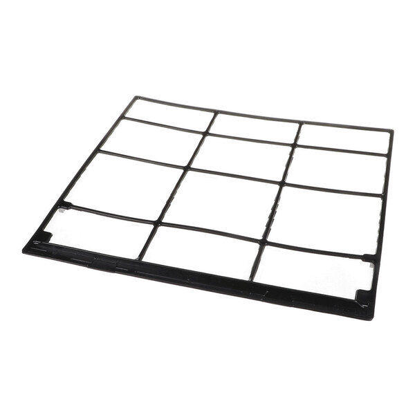 A rectangular black plastic grid with a fine mesh, likely an air filter component.
