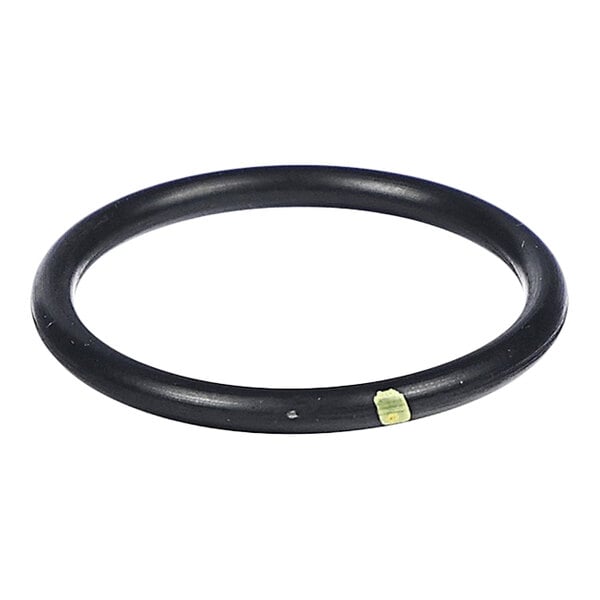 A black circular rubber-like ring with a small yellow mark on its surface, shown against a white background.