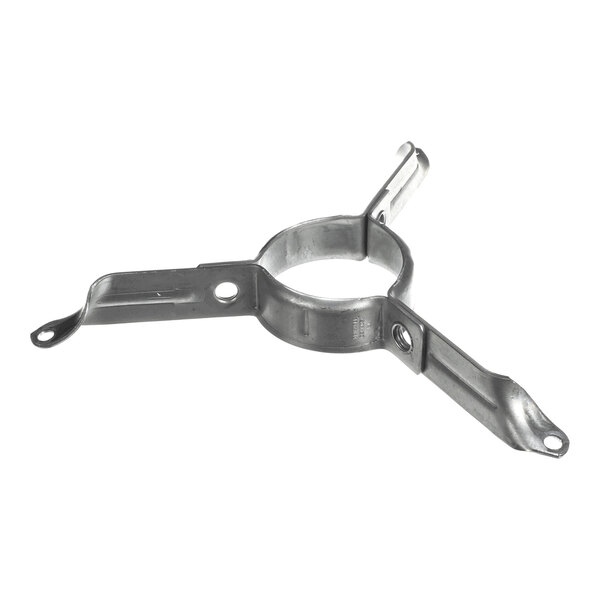 A metal bracket with a circular center and three extending arms, each with a hole for mounting.