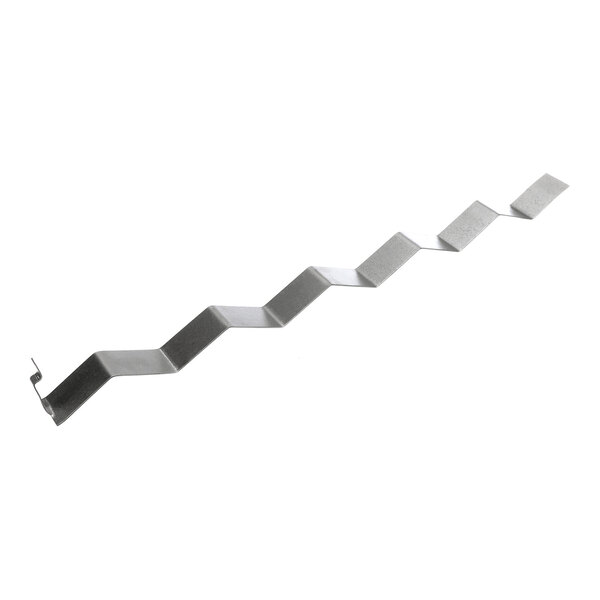 A long, zigzag-shaped metal strip with multiple angled bends, photographed on a white background.