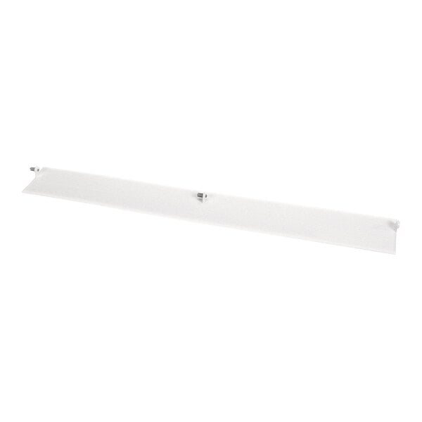 A long, narrow, white plastic component with angled edges and small mounting clips, photographed against a white background.