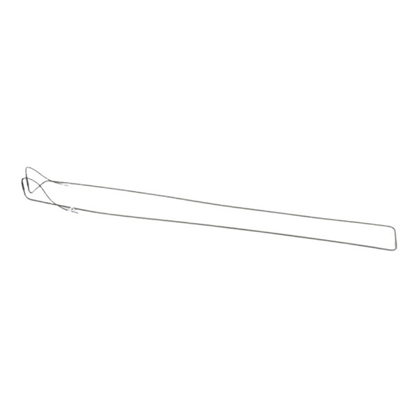 A long, thin metal wire shaped into a rectangular loop with a small, angled section at one end, photographed on a white background.