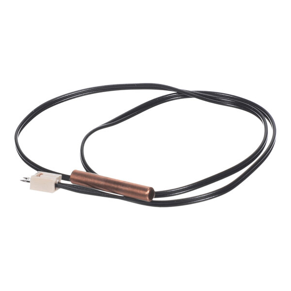 A black cable with a cylindrical copper-colored sensor and a white connector at one end.