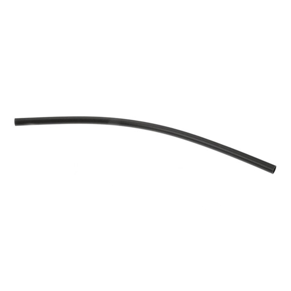 A black, flexible tube with a slight curve, shown against a white background.