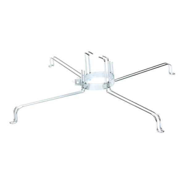 A metal bracket with four extended arms and a circular center, likely designed for mounting or supporting a component.