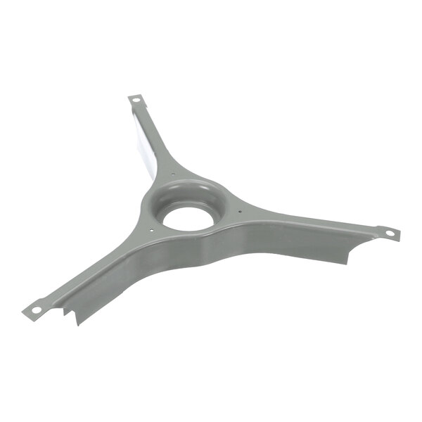 A gray, three-armed metal bracket with a central circular opening and mounting holes at the ends of each arm.