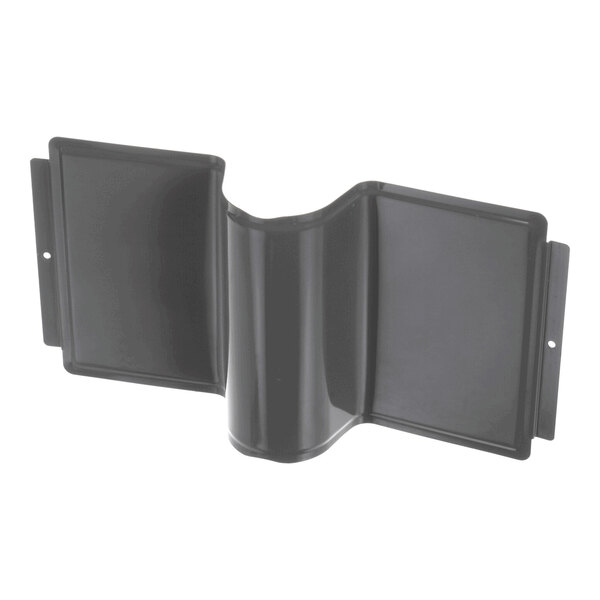 A dark gray, contoured plastic or metal panel with two flat sections and a central curved section, featuring mounting flanges with holes on each end.