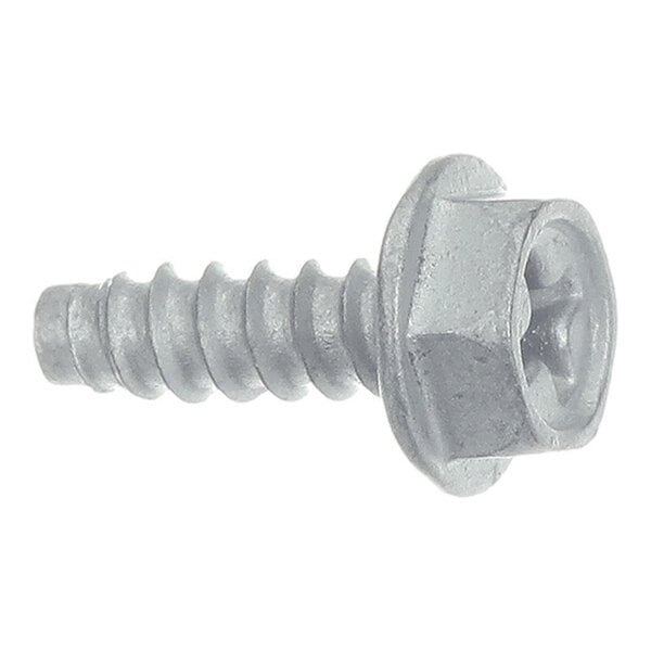 A silver-colored hex head screw with a washer-like flange and a threaded body.